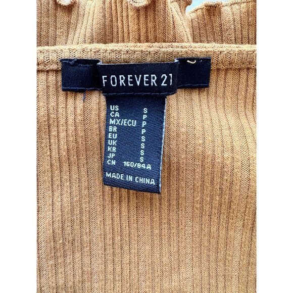 Forever 21 Mustard Ribbed Stretch Henley LS Crop Top S – Excellent Condition - Picture 5 of 5